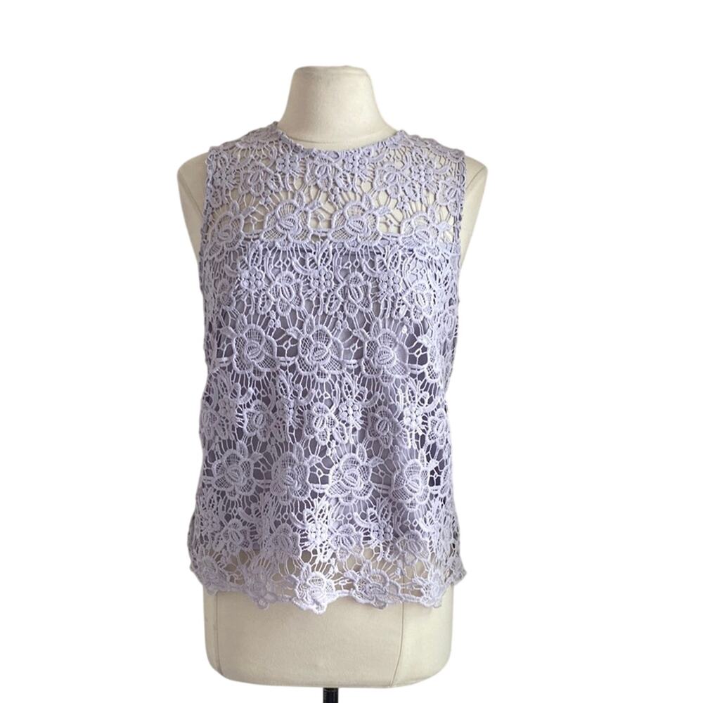 NANETTE LEPORE Lace Sleeveless Tank Womens Sz Medium Purple Lavender Coquette